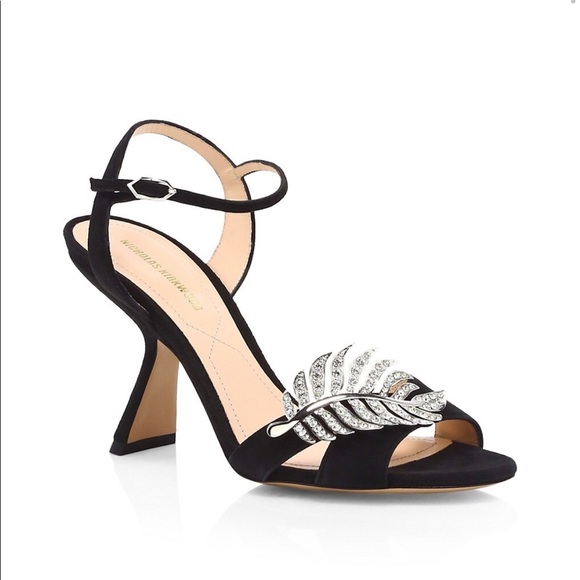 Nicholas Kirkwood MONSTERA Sandals 90 Leaf-embellished Suede Sandals Black